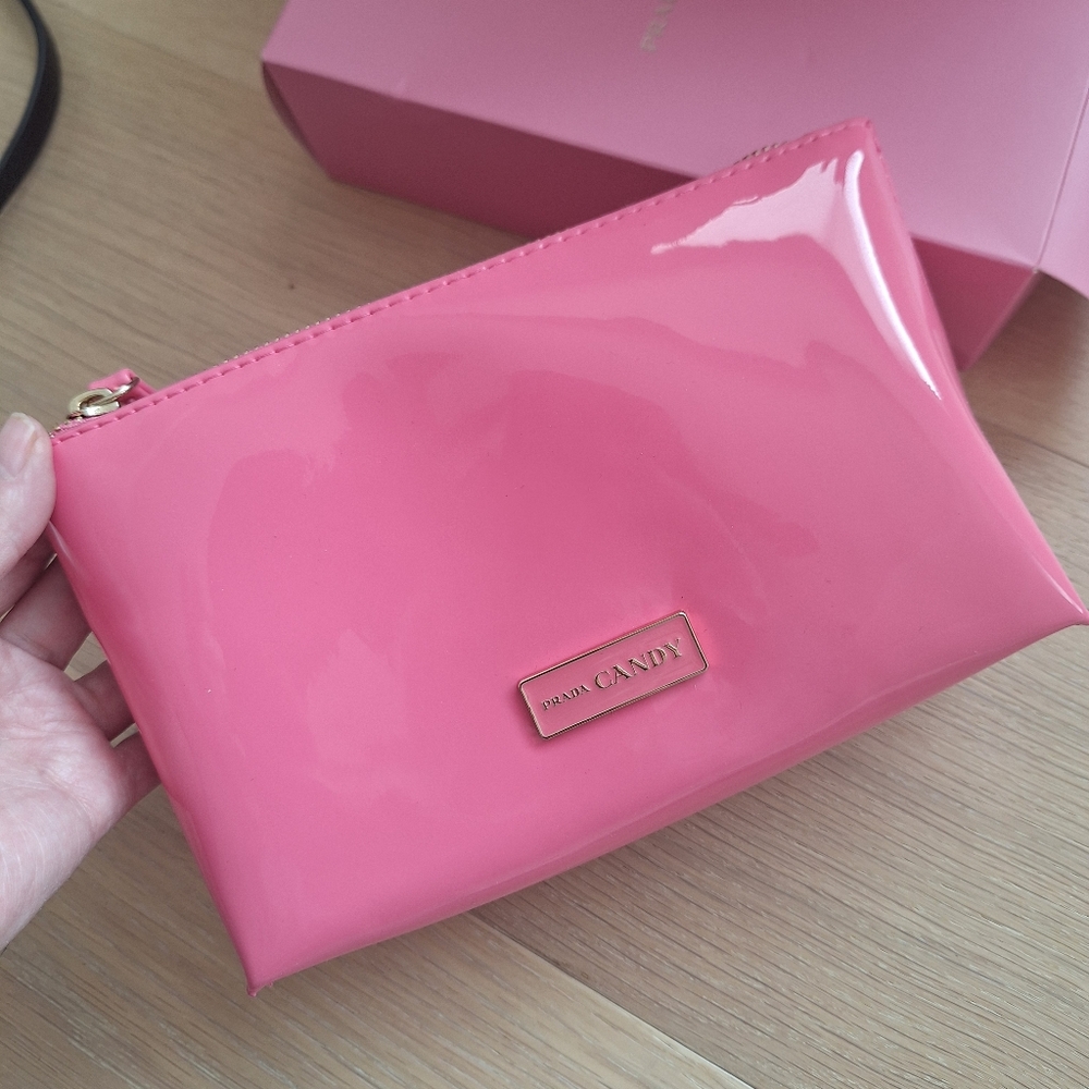 New With Box Prada Candy Pink Cosmetic Pouch Travel bag